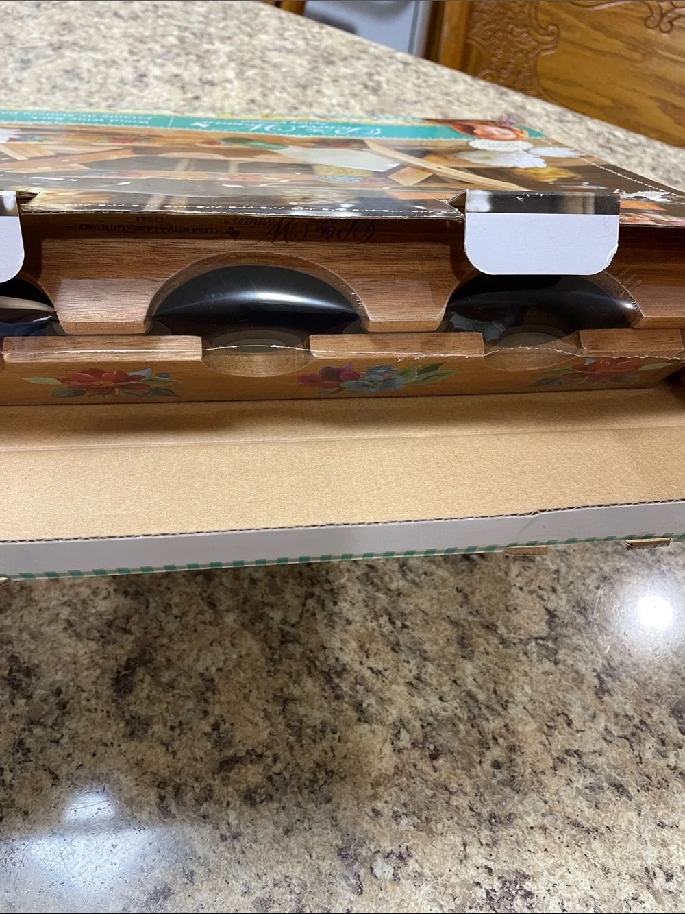 The Pioneer Woman Spring Bouquet Wood  13.9” Wine Rack. NEW IN BOX!